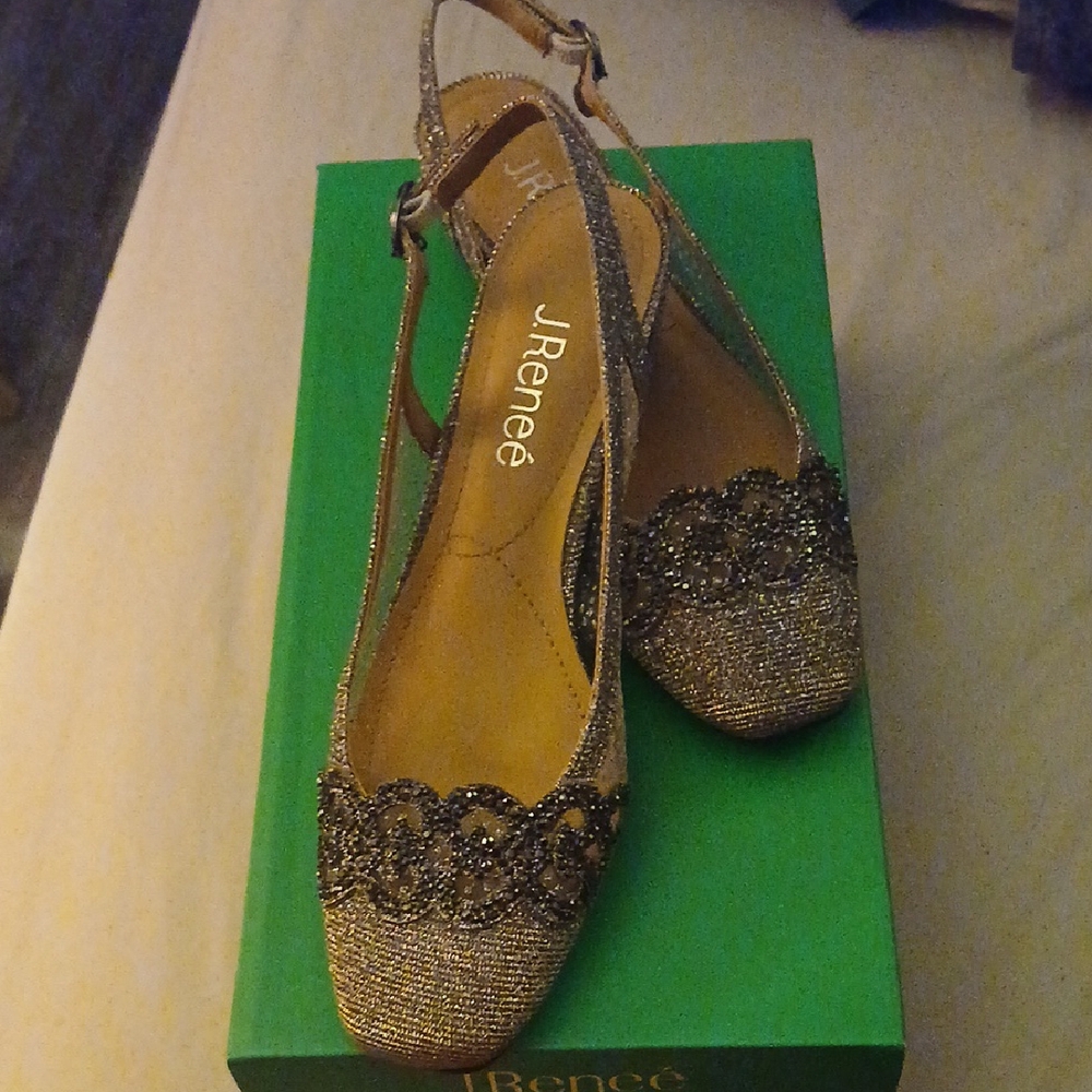 J.Renee Faleece Pewter Slingback Shoes